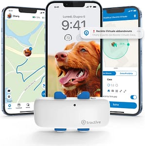 Tractive – GPS per cani, Localizzazione in tempo reale con raggio illimitato, Compatibile con tutti i collari